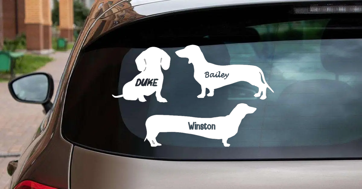 Personalized Dachshund Vinyl Sticker, Customized with Your Dog's Name