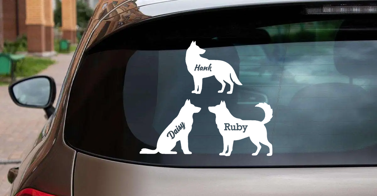 Personalized Husky Vinyl Sticker, Customized with Your Dog's Name