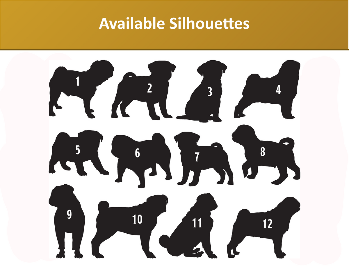 Personalized Pug Vinyl Sticker, Customized with Your Dog's Name