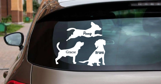 Personalized Beagle Vinyl Sticker, Customized with Your Dog's Name