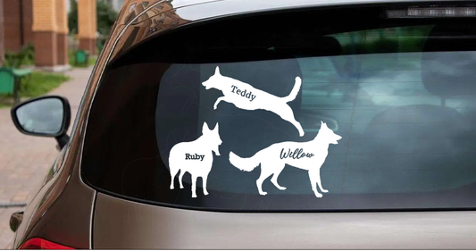 Personalized German Shepherd Vinyl Sticker, Customized with Your Dog's Name