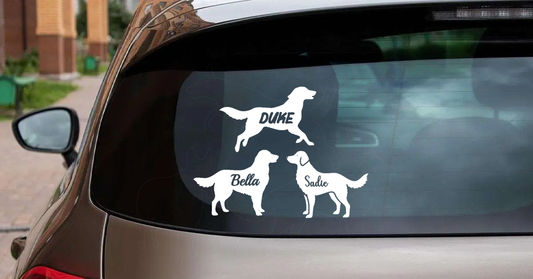 Personalized Golden Retriever Vinyl Sticker, Customized with Your Dog's Name