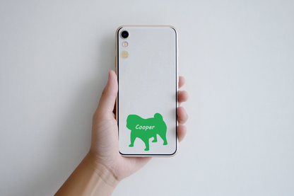 Personalized Pug Vinyl Sticker, Customized with Your Dog's Name